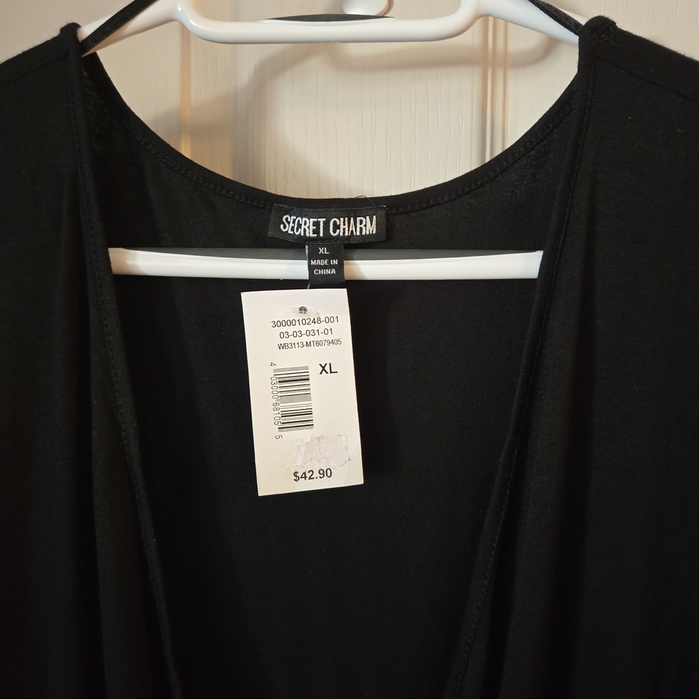 Secret Charm Black Faux Wrap Top